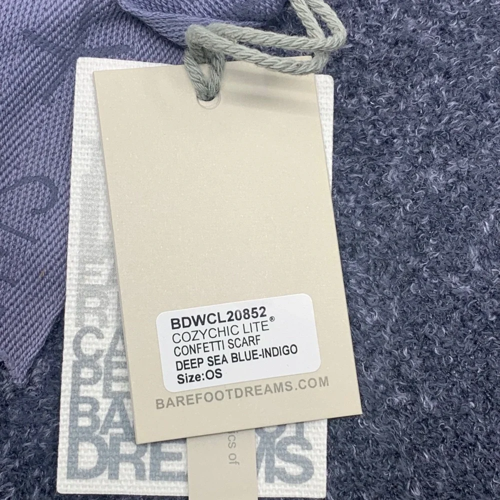 NEW Barefoot Dreams CozyChic Lite Confetti Scarf OS Deep Sea‎ Blue Indigo